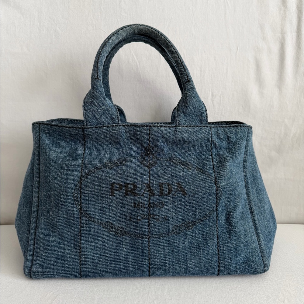 Prada Denim Blue Canapa Tote Bag